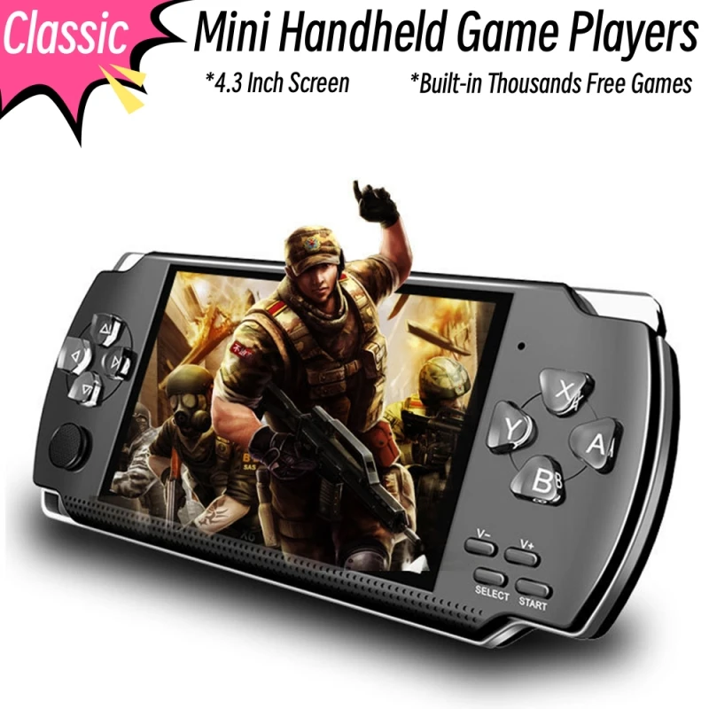 Classic Design X6 4.3 Inch handheld game console 8GB 40GB Memory portable video game built in thousands free games boy Kid Gift