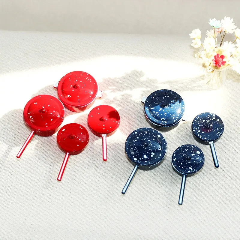 4 قطعة 1: 12 مشهد لعب الطعام المصغر لعبة نموذج دمية اكسسوارات صغيرة الأزرق بقعة وعاء الديكور #2