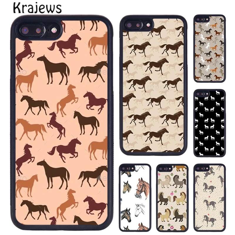 Krajews Horses Pattern collage phone Case For iPhone 16 15 14 Plus 11 12 mini 13 Pro X XR XS Max cover shell coque