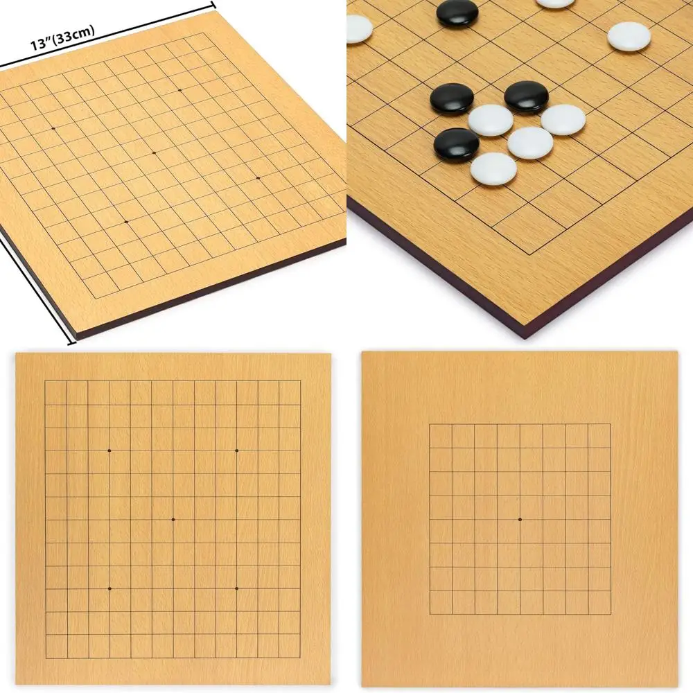

9x9/13x13 Reversible Beechwood Go Board Set with Etched Lines and Melamine Stones for Classic Strategy Gaming