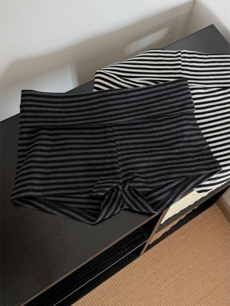 Striped Sporty Shorts Women Summer Korean Style Student Simple All-match Chic Comfortable Casual Mujer High Waist Clubwear Retro