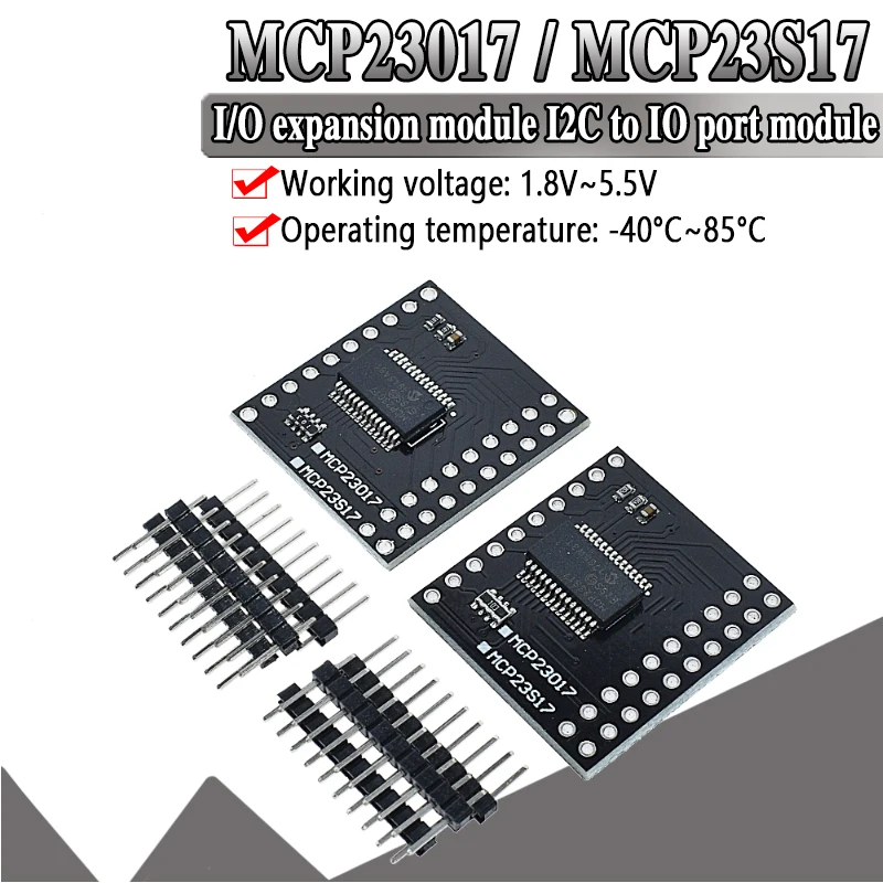 MCP23017 MCP23S17 I2C SPI 16bit I/O Extension Module Pin Board IIC to GIPO Converter 25mA1 Drive Power Supply for Arduino C51