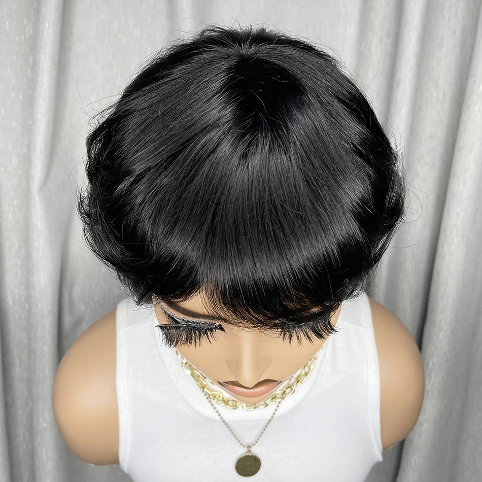 ピクシーカットウィッグ 100%人毛 ショート人毛ウィッグ 生え際がプレプラッキングされたブラジル産バージンヘア 黒人女性向け 機械製