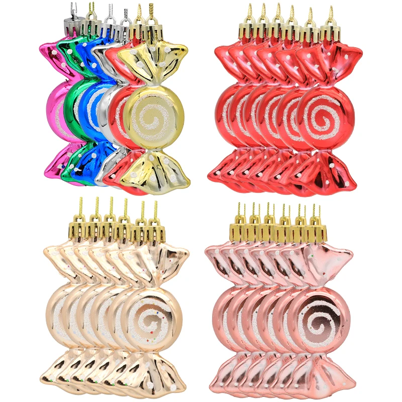 6 stuks Kerst Lollipop Candy Cane Hanger Kerstboom Hangende Ornamenten Creatieve DIY Kerstversiering Accessoires Geschenken