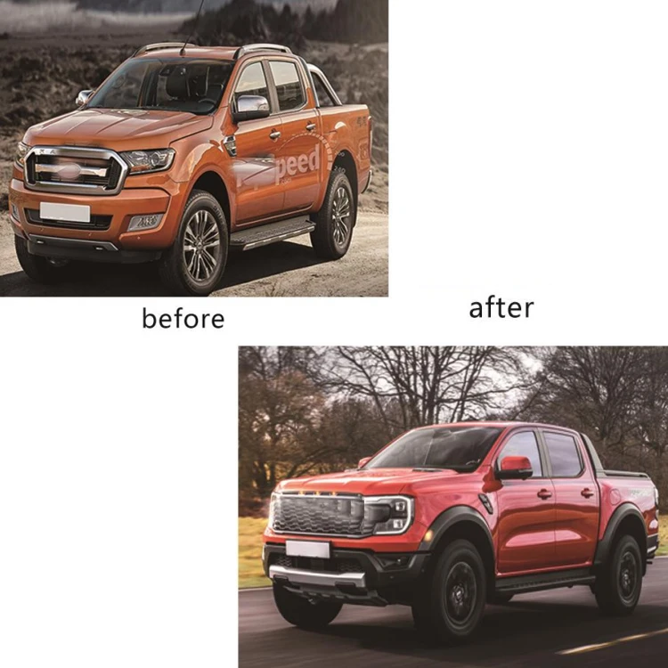 Auto Parts T6 T7 T8 2012-2021 Upgrade T9 Raptor Body Kits Front Bumper with Grille Hood Fenders  Car Bodykit for Ford Ranger