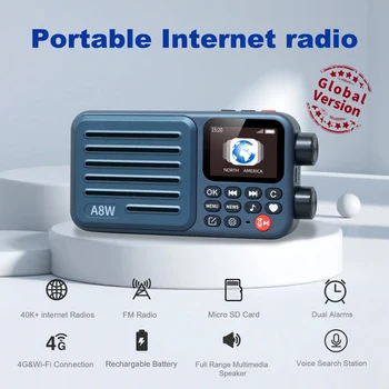 Choyong A8W 휴대용 인터넷 라디오, 글로벌 버전, 와이파이 및 4G FM, 마이크로 SD 카드, 전세계 디지털 포켓 라디오, 초영 