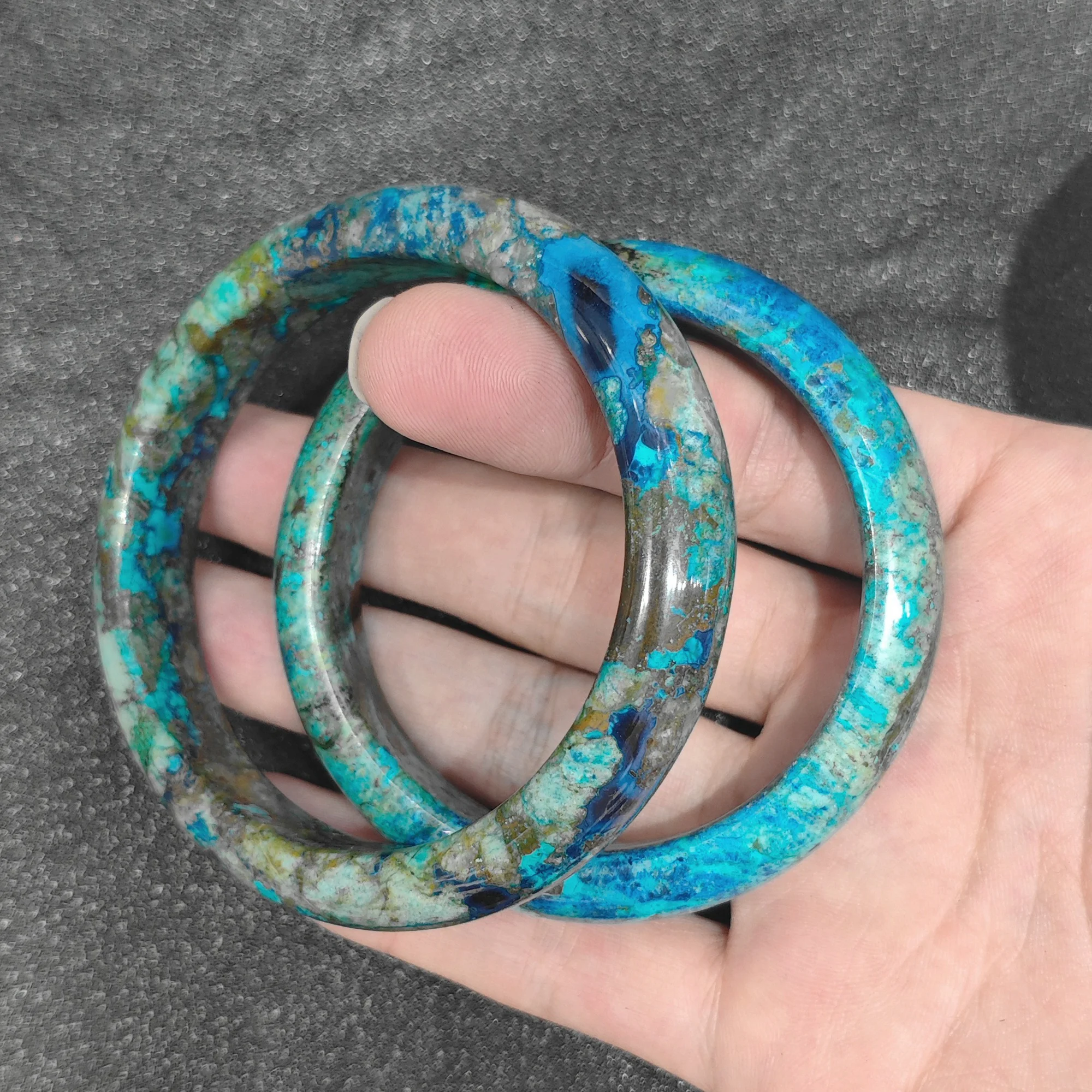 Natural Phoenix Stone Bangle Bracelet Gemstone Smooth Bangle Blue Green Chrysocolla Crystal Jewelry Present Supply 1 Piece