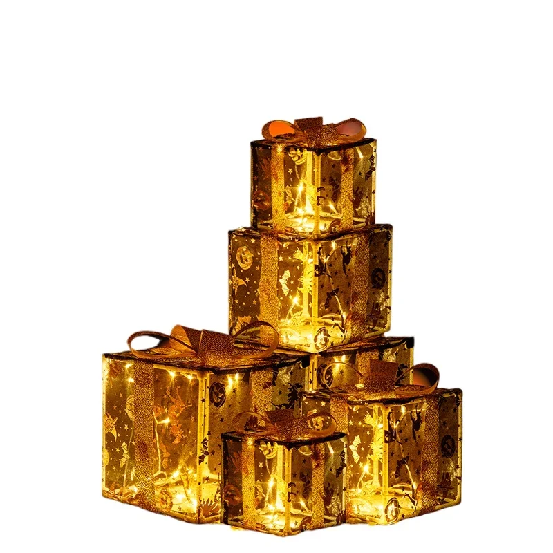 Merry Christmas Holiday Party Supplies Set Gift Gift Box Outdoor Decoration Styling Light Emitting Diode Light