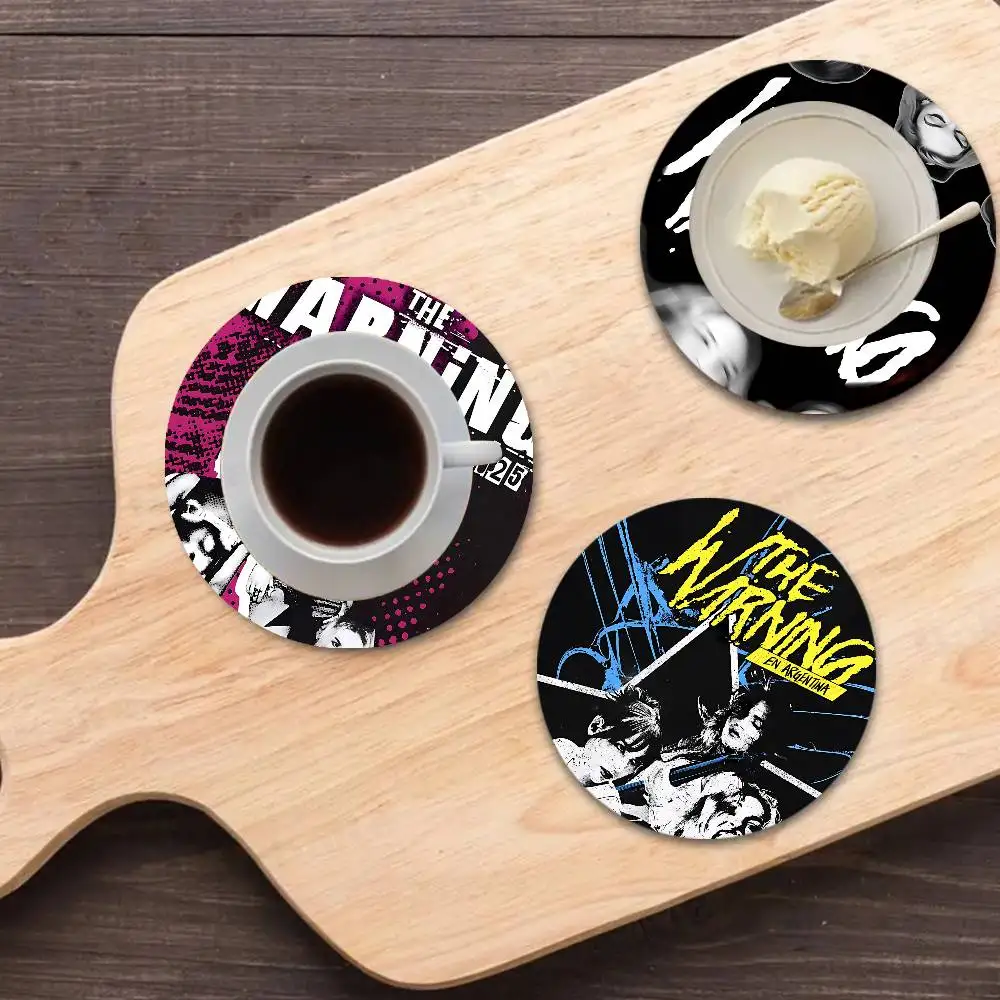 Rock The W-Warning Band Themed Wooden Coaster Creative Heat-Resistant Non-Slip Table Mat, Suitable for Protecting Desktop