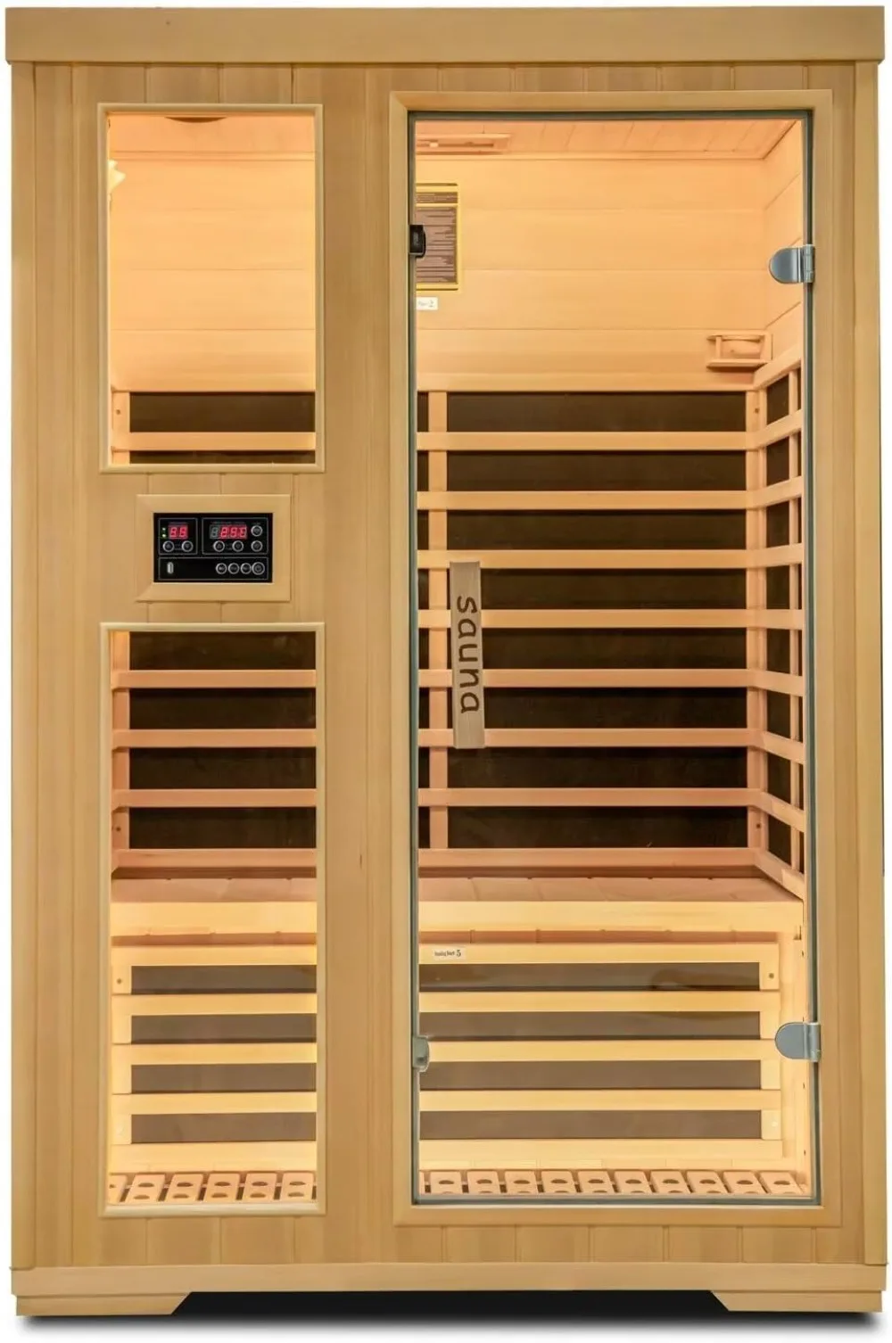 2 Person Far Infrared Home Indoor Sauna, Hemlock Wooden Dry Sauna Set,1750W Personal Sauna Room Home Workout Use Truck Delivery