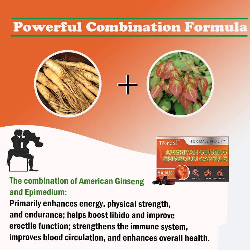 Organic Epimedium American Ginseng Supplement for Men - Promotes Improved Libido, Sexual Function, and Supports Immune Health