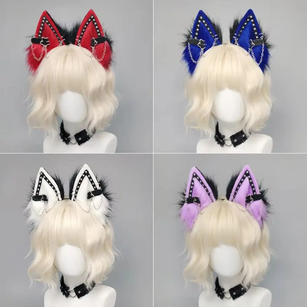 Practical Animal Cat Ears Headband Y2K Artificial Gothic Headband Hair Accessories Faux Furs Animal Ear Headpiece Stage