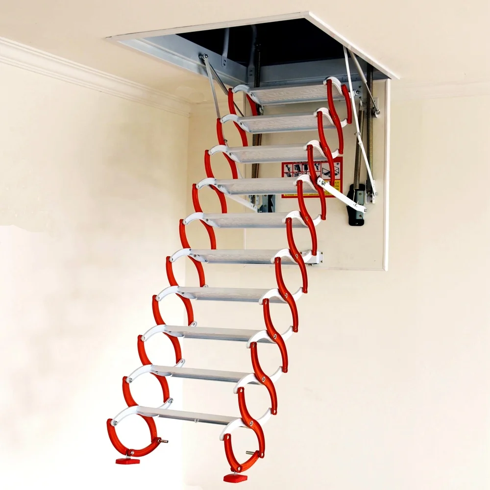 

Roof Access Ceiling Mount Attic Retractable Extension Steel Step Ladder Stairs
