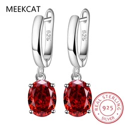 Natural Garnet Amethyst Citrine Peridot Blue Topaz 925 Sterling Silver Drop Earrings for Women Gemstone Jewelry