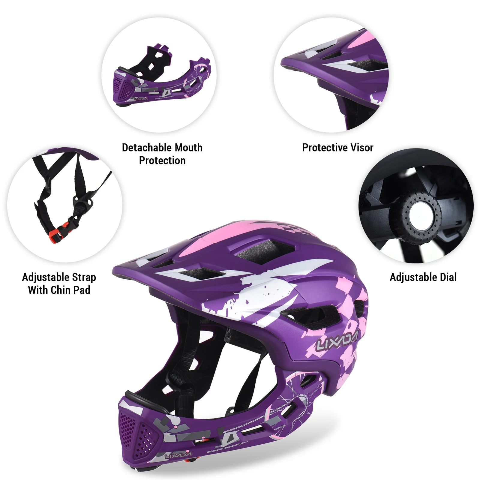 Kids Cycle Helmet Detachable Full Face Helmet Adjustable Cycle Helmet for for Children Cycle