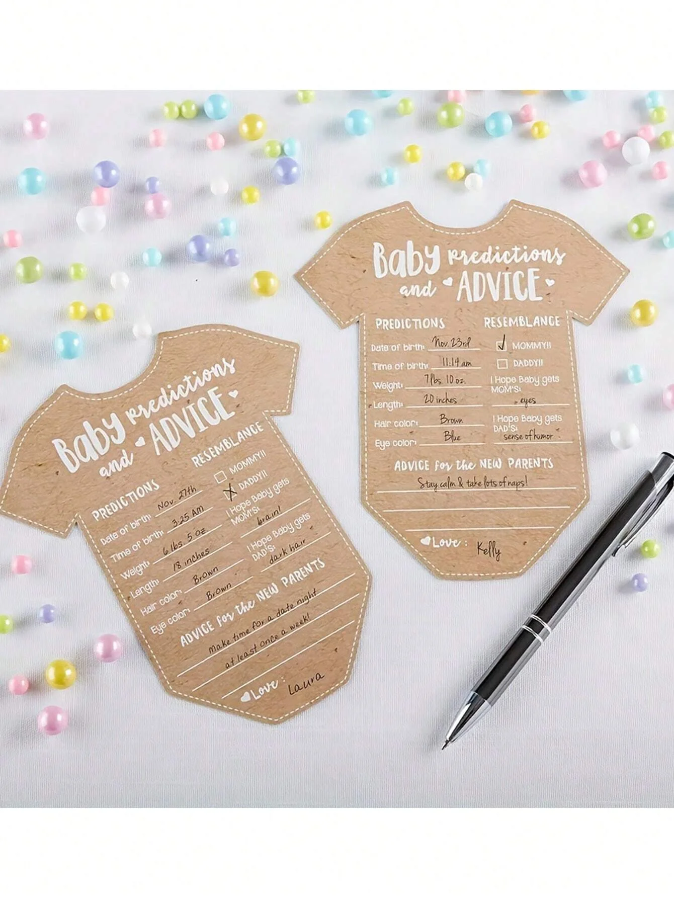 20pcs Gender Reveal Baby Shower Kraft Paper Decorative Cards, DIY Baptism Party Decoration Background Hanging Ornaments, Advice