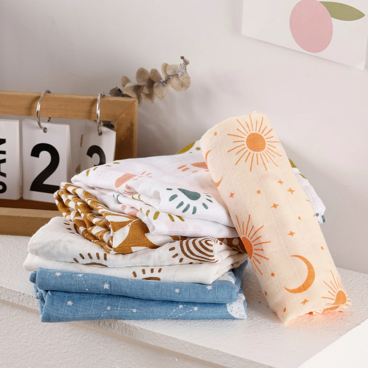 Elinfant 5 Pcs/Set Baby Muslin Feeding Bibs 100% Cotton Baby Bibs 60*60cm Soft Cloth Feeding Burp Cloth Newborn Cotton Baby Bib