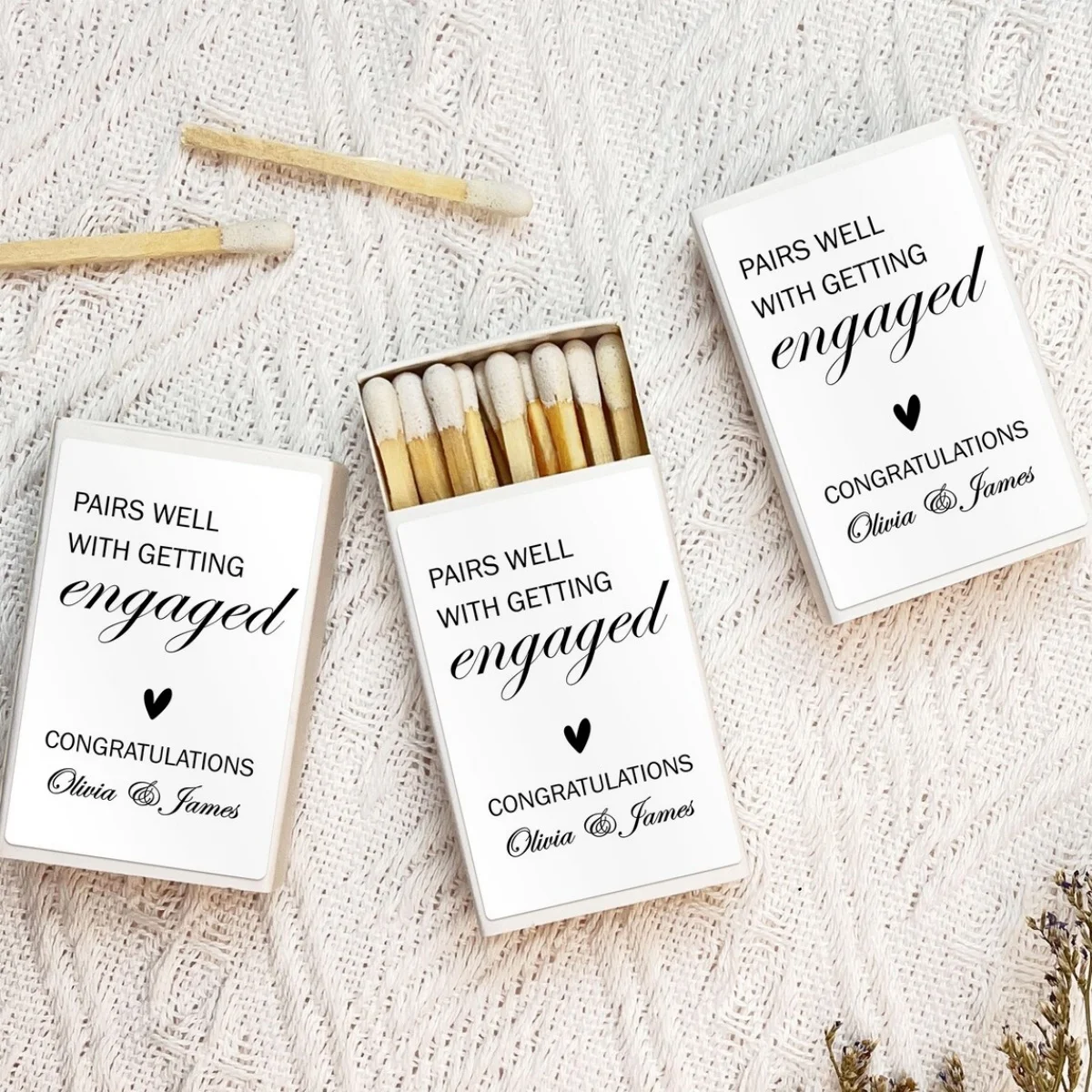 

Персонализированная спичечная коробка для помолвки, колокольчики для помолвки/набор спичечных книг для помолвки на заказ/Свадебный сувенир/