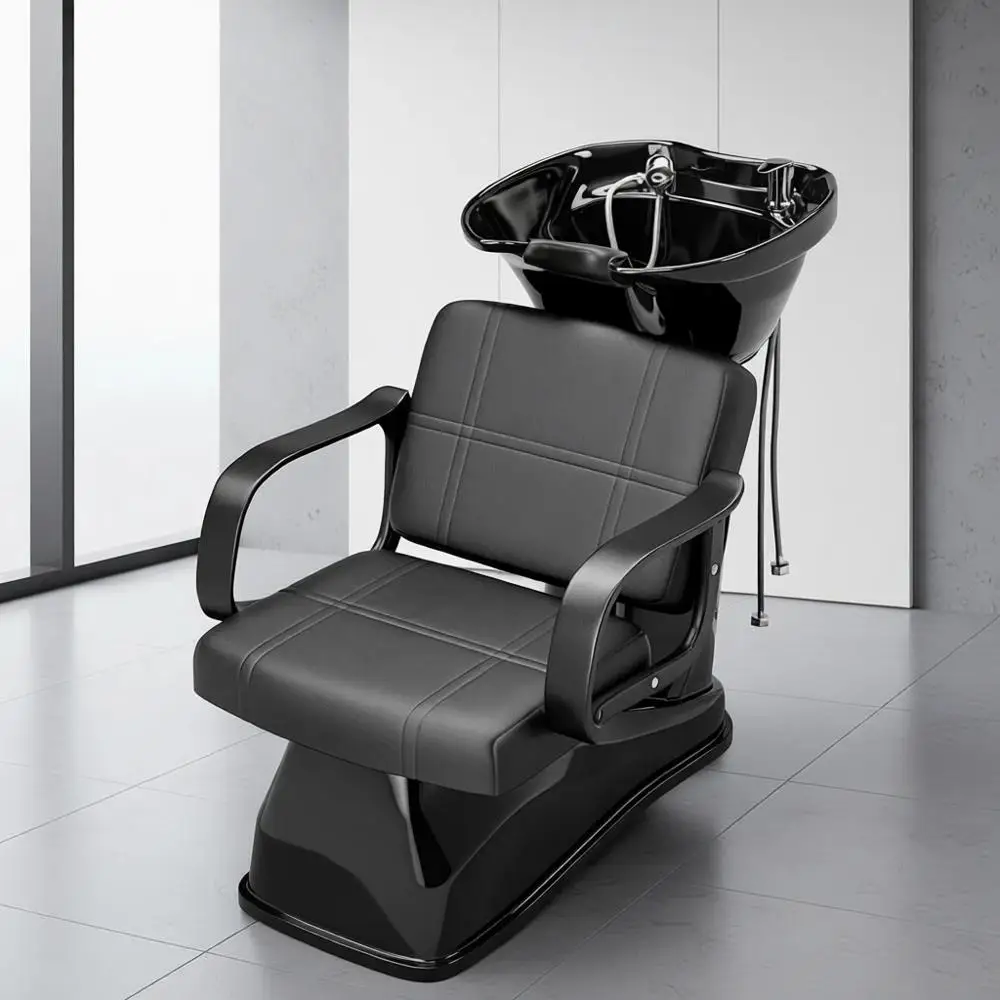Stylish Shampoo Chair with ABS Bowl, Backwash Station Sink, Essential Barber Equipment