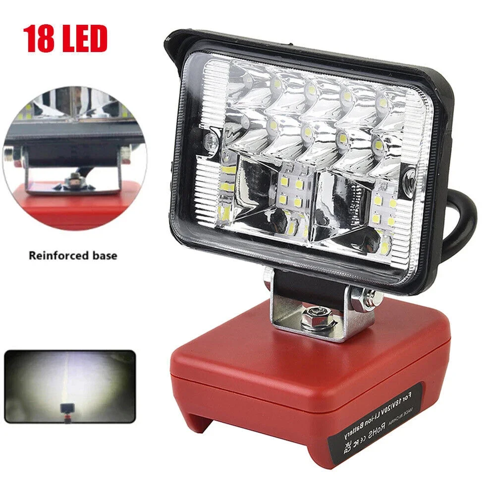 Super Bright Work Light 18 LED Electric Torch Spotlight Portable Multipurpose 2800LM 12W for Milwaukee Lithium M18 20V Batteries