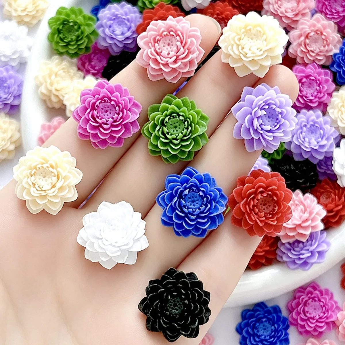 10PC 19MM 3D Acrylilc Nail Art Lotus Flower Accessories Charm Parts For Nails Decoration Design Manicure Decor Material Supplies