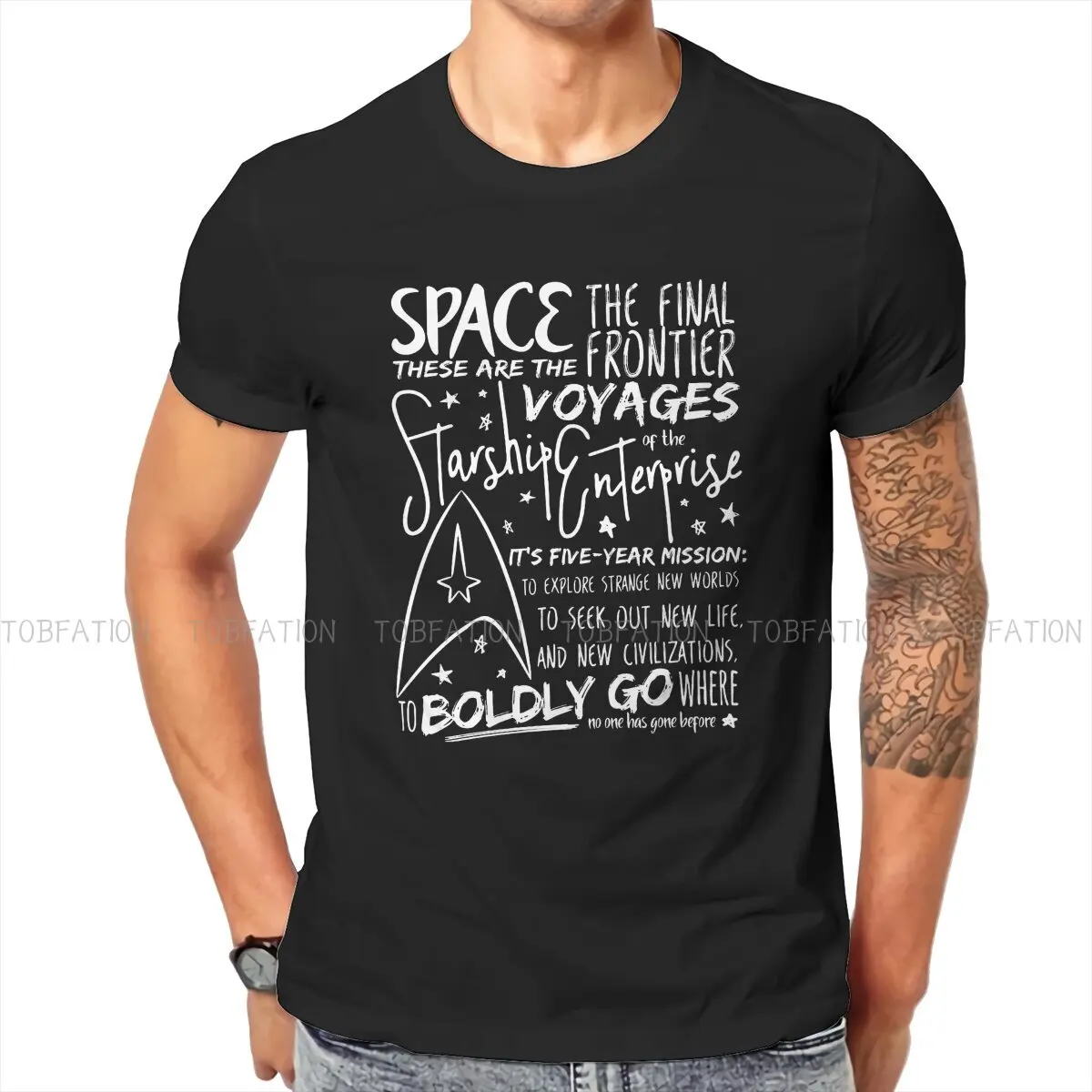 Starr Terk TOS Space Trekkers Film Polyester TShirt Intro Speech Text Elegant T Shirt Oversized Men Tee Shirt New Design Trendy