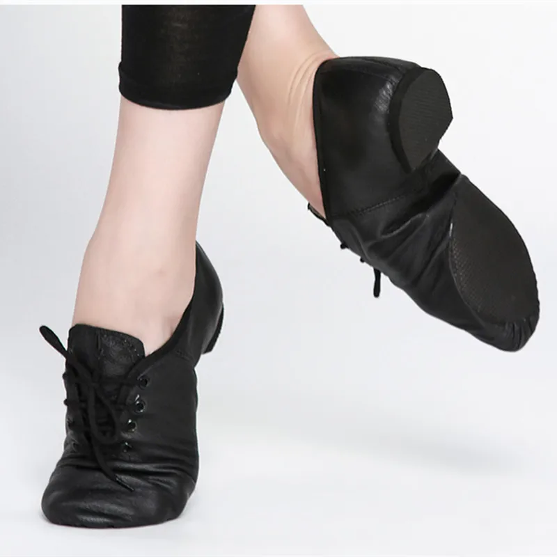 

Black Tan Lace Up Geniune Pig Leather Jazz Shoes From Children To Adult Quality Oxford Dance Shose Women Dance Shoes Jazz