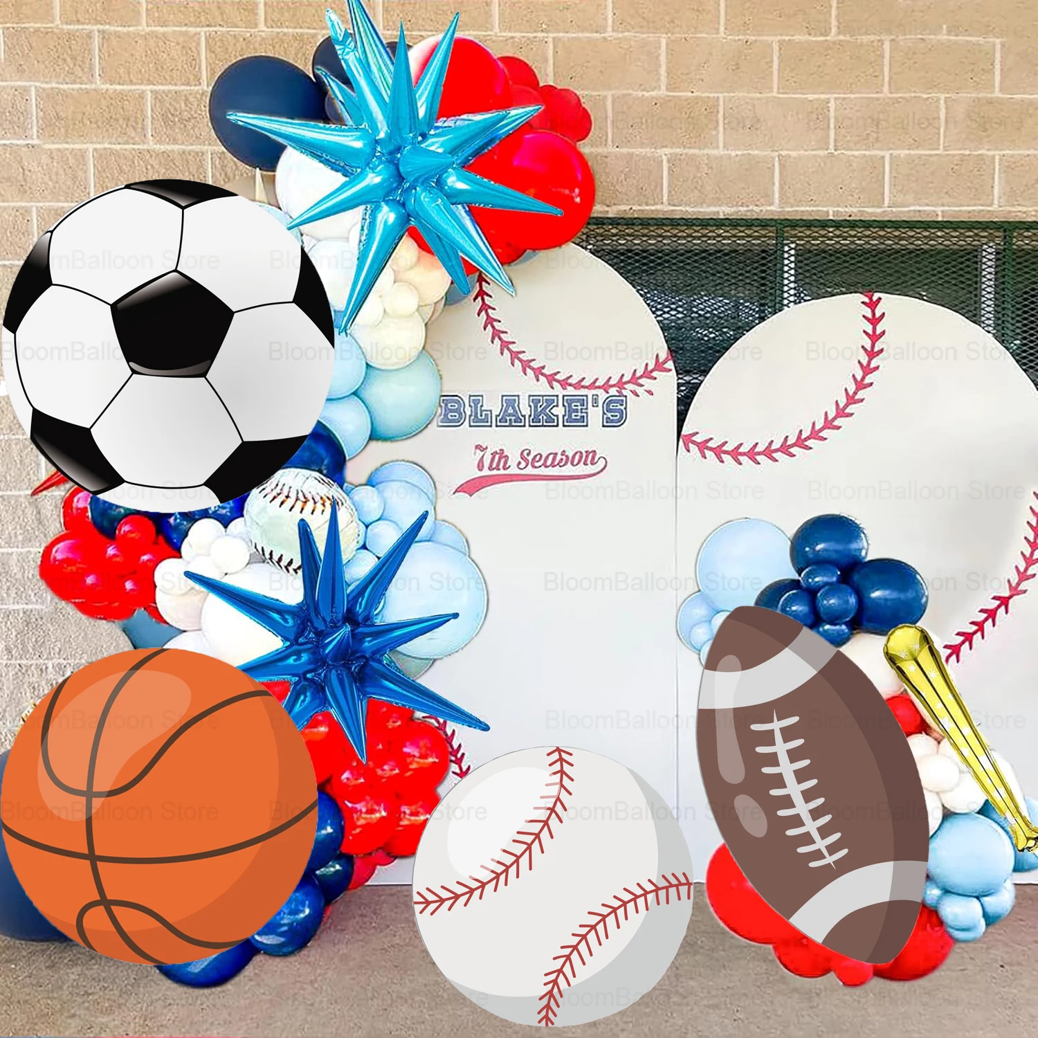 Sport Theme KT Board Basketball Football Cutout Baseball Arch Backdrop for Birthday Party Decoration Kids Baby Shower Supplies