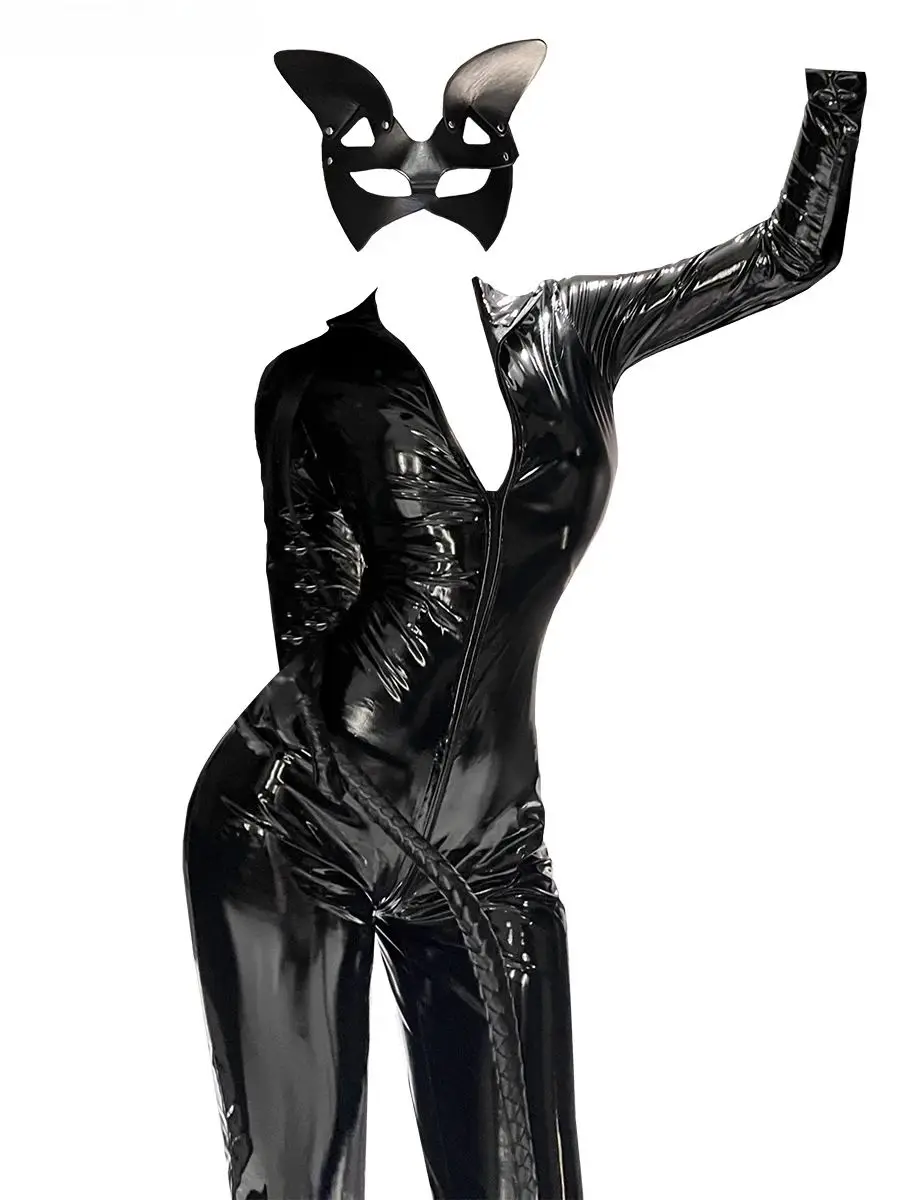 

Halloween Sexy Patent Leather Jumpsuit Nightclub Queen Role Play Bunny Girl Uniform Adult Party Stage Performance Outfit Costume