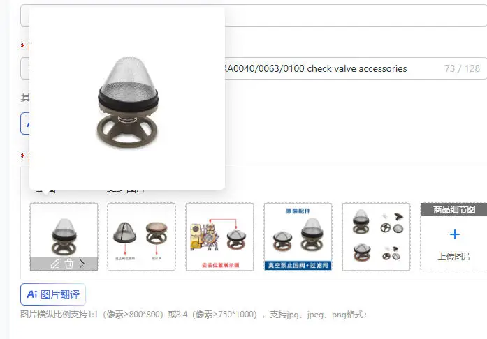 Imported vacuum pump check valve RA0040/0063/0100 check valve accessories