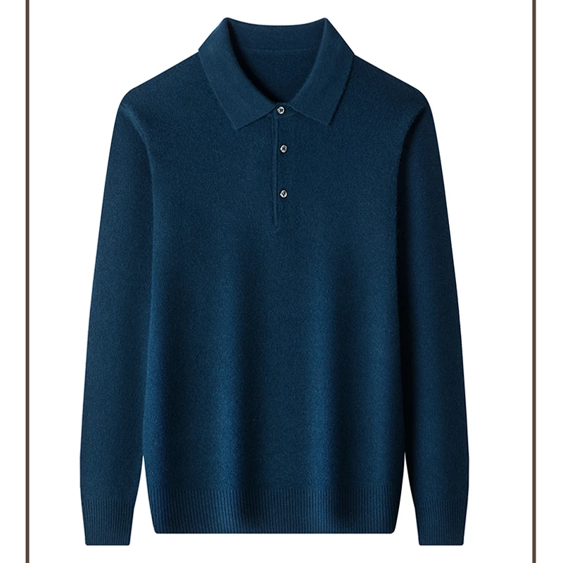 Men\'s knitted polo shirt, warm long sleeved sweater, comfortable, casual, multi-color, business, autumn and winter, new style,