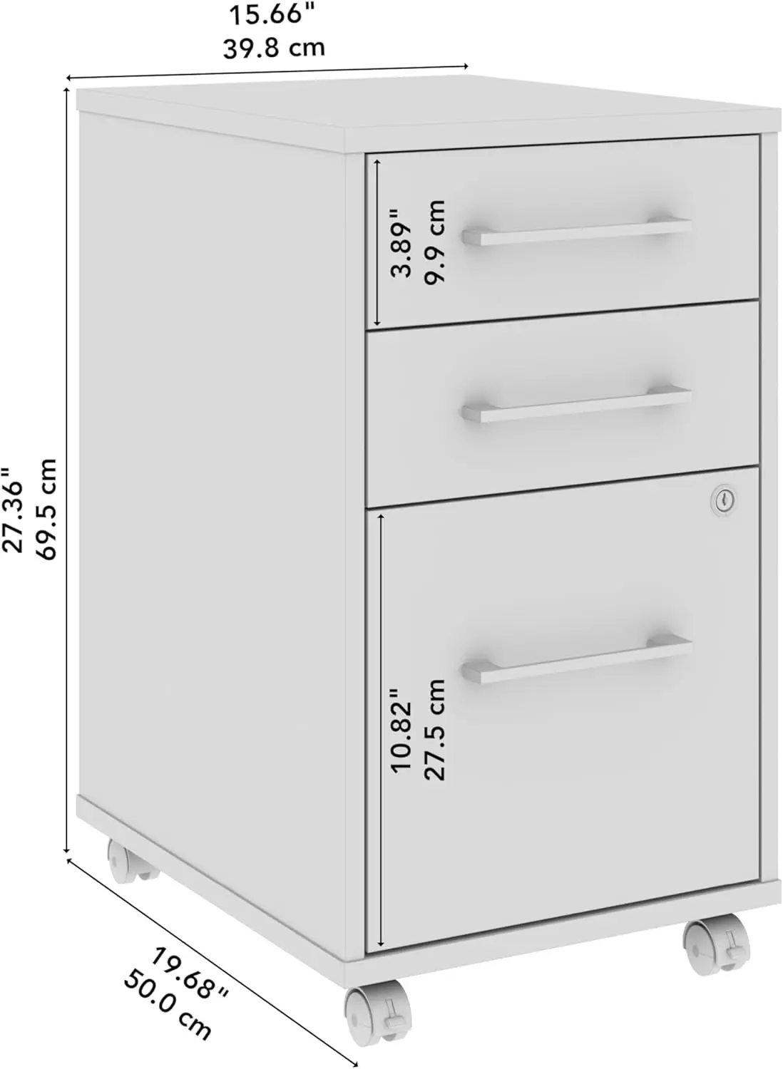 Rolling File Cabinet para casa e escritório profissional, Hustle 3 gaveta, armazenamento de documentos móvel, cinza