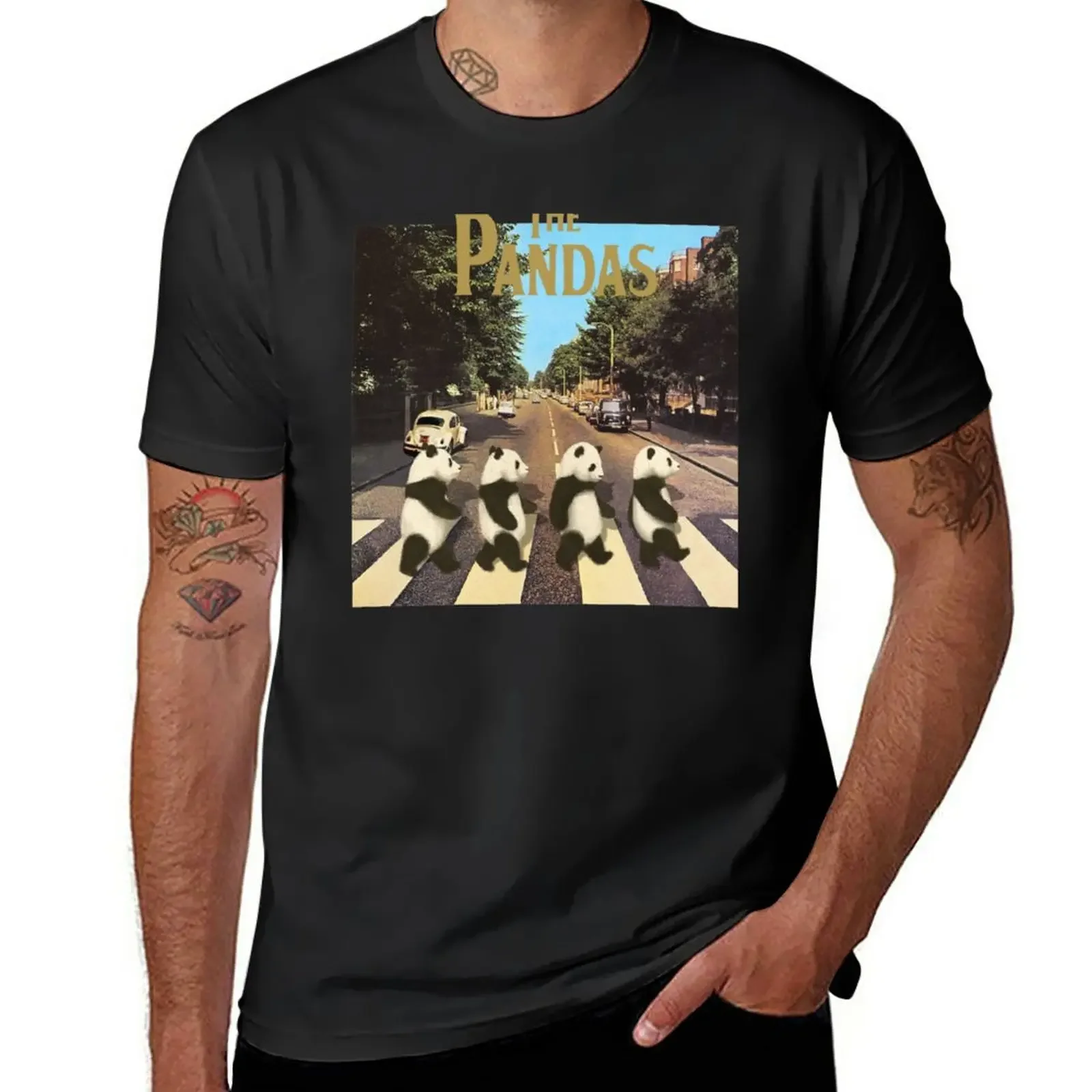 

The Pandas Abbey road T-Shirt shirts graphic tees blacks mens graphic t-shirts anime