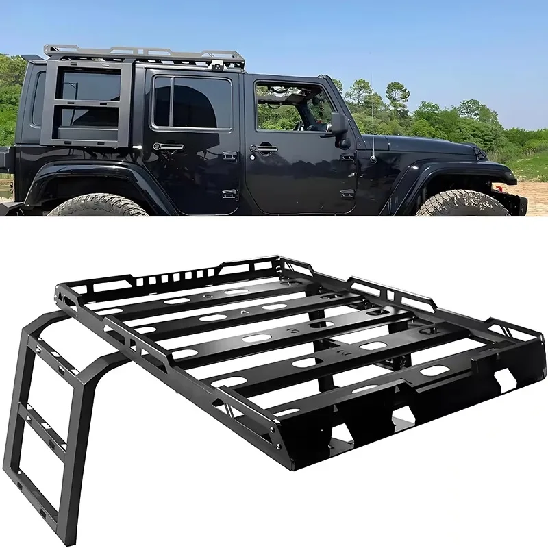 

Thickened 2025 Steel Car Luggage Rack Roof Platform Frame for Jeep Wrangler Everest 07-17 Exterior Accessories