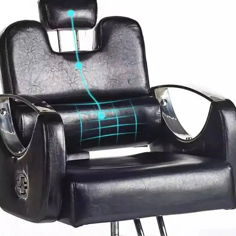 كرسي جلدي فاخر حديث لصالون الحلاقة كرسي صالون دوار قابل للاستلقاء ساق هيدروليكية سيلا دي باربيرو أثاث تجاري #4