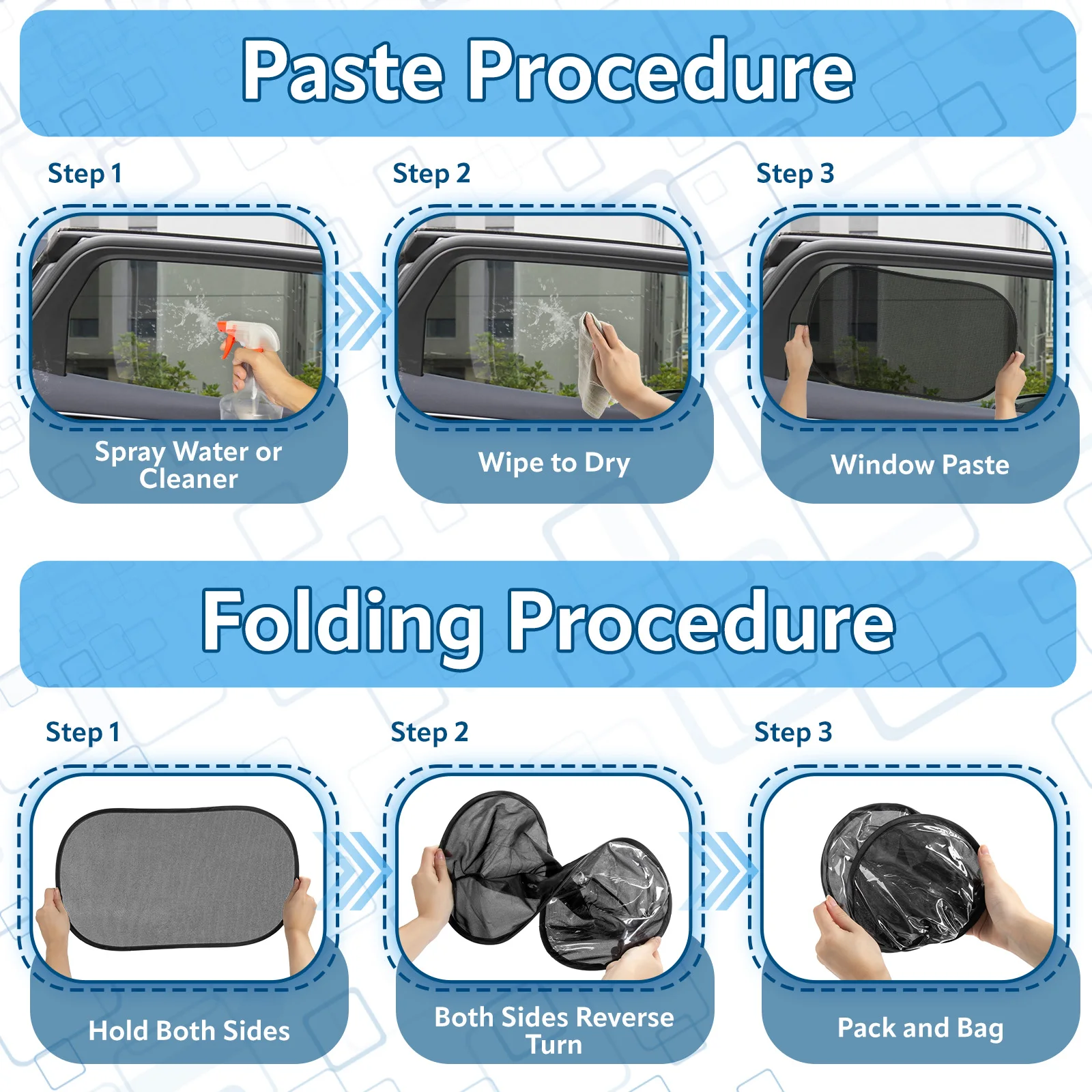 Pare-soleil universel pour fenêtre latérale de voiture, 4 pièces, pare-soleil avant et arrière, blocage UV d'été, ventouse, rideaux de Protection solaire pour voiture