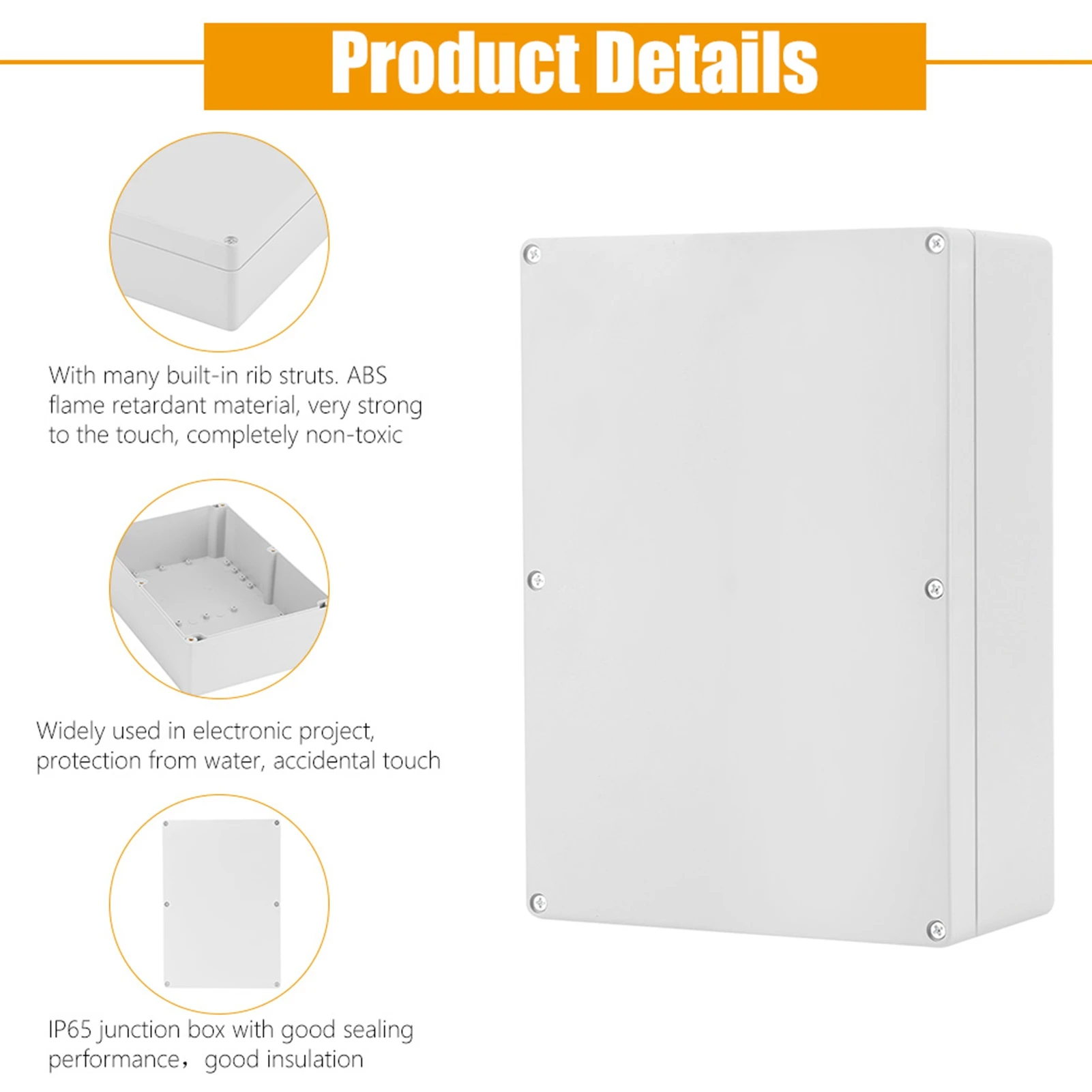 263*185*95mm Water resistant White Plastic Enclosure Project Case DIY Junction Box