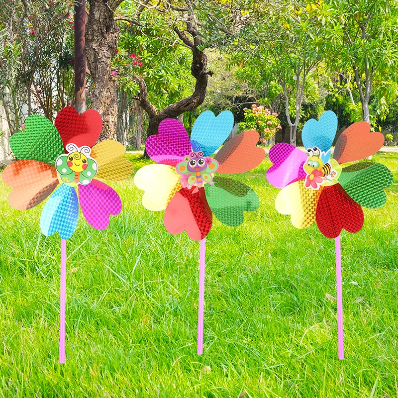 1PC Colorful Flower Windmill Butterfly Bee 3D Pinwheel Home Garden Wind Spinner Whirligig Yard Decor Outdoor Kid Toy Random