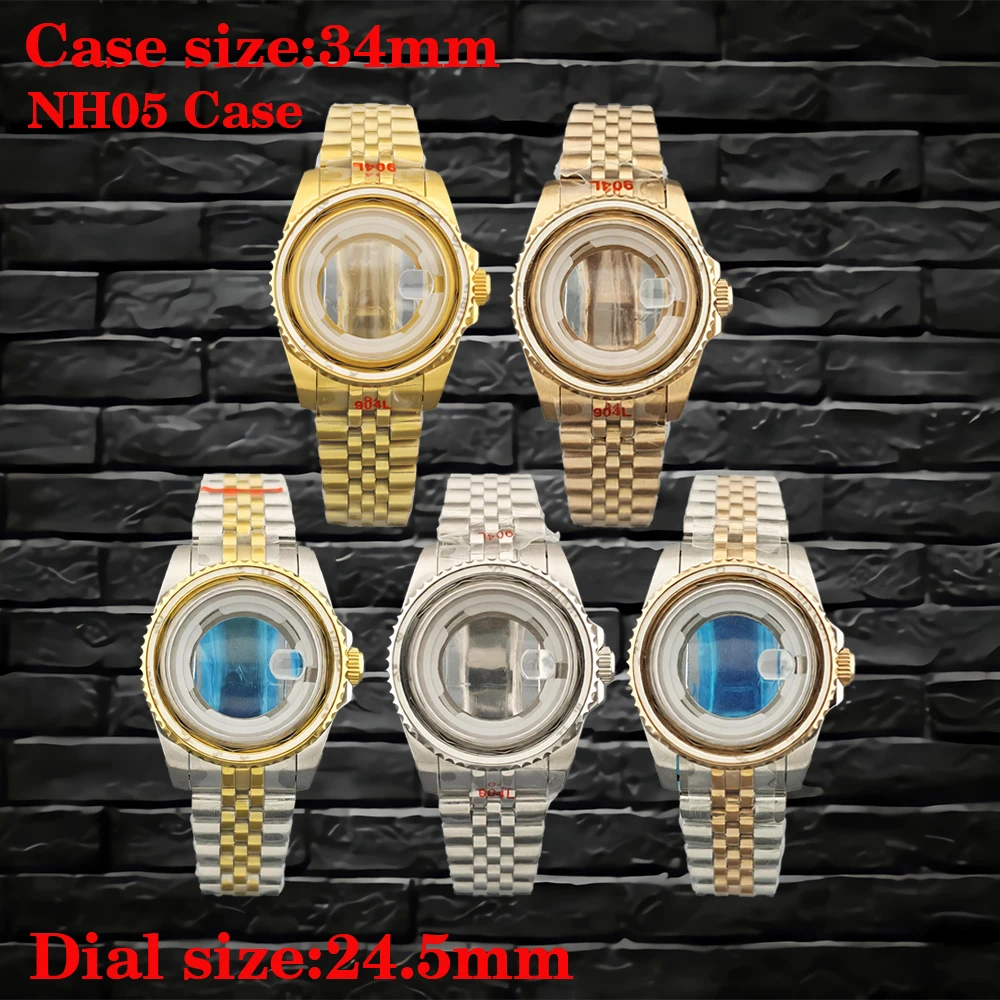 

34MM NH05 bezel set with sapphire glass stainless steel screw, suitable for NH05 NH06 movement