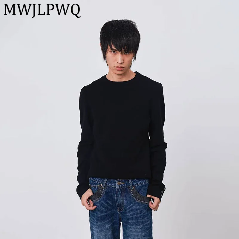 

MWJLPWQ Мужской свитер с вышивкой, премиум-класса, в стиле High Street, приталенный, темный базовый цвет, вязаный, с длинным рукавом, повседневный, весна 14556