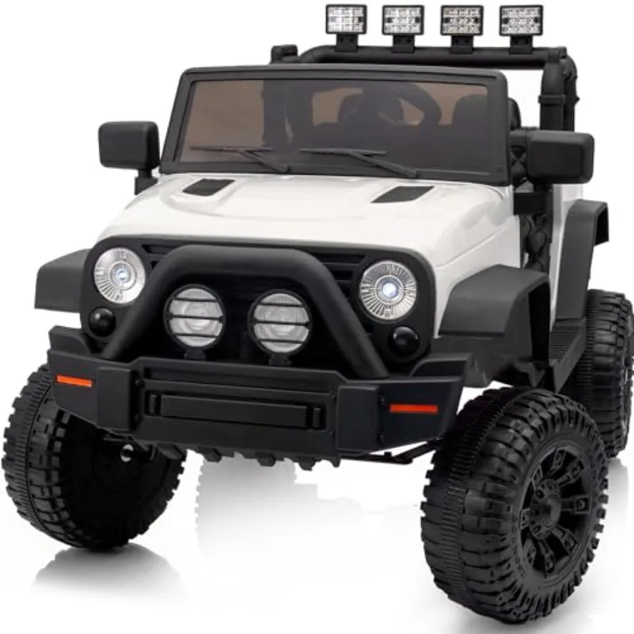 Passeio no carro de brinquedo 12V carro elétrico para com luz LED de controle remoto - branco