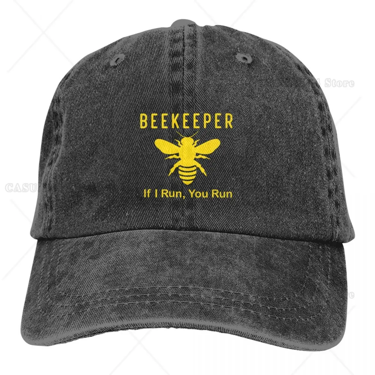 Beekeeper If I Run You Run Baseball Cap Funny Beekeeping Outdoor Fashion Hip Hop Hats Fashion Printed Washed Baseball Caps