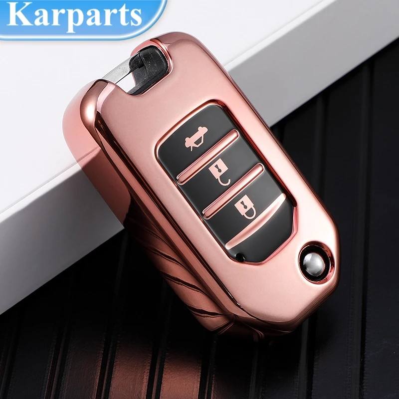 

For Honda Accord Civic CR-V HR-V HRV Crider Jade Odyssey Car TPU Folding Key Cover Bag Case Shell Holder Protector Keychain