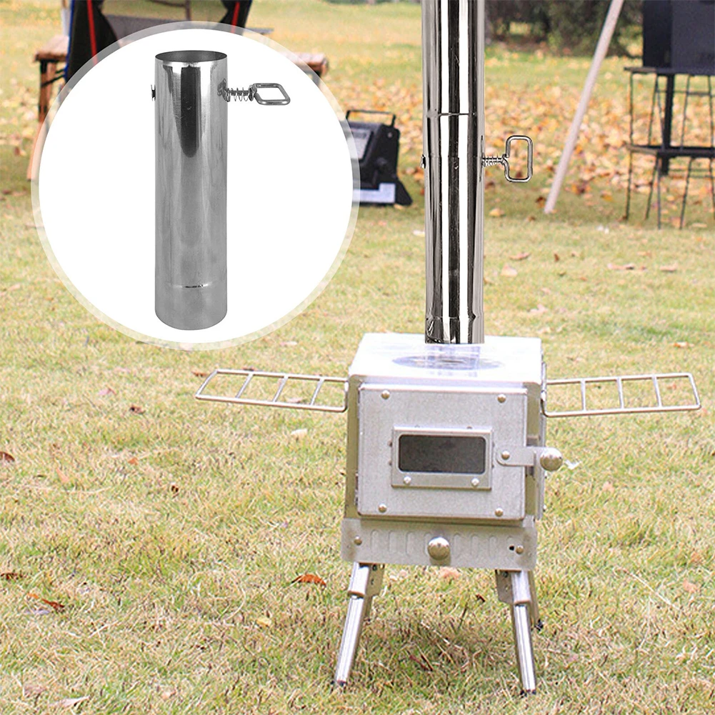 Outdoor Stove Pipe Adjustable Stainless Steel Chimney Straight Pipe 60mm Wood Burning Heater Chimney Pipe For Camping