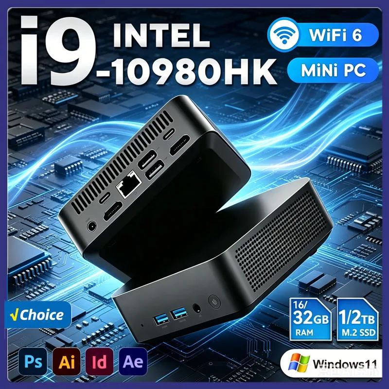 

Intel Core i9 Mini PC 8950HK 10980HK Win11 16GB RAM 1TB/2TB SSD WiFi 6 BT5.2 Home Office Gaming Mini Desktop PC
