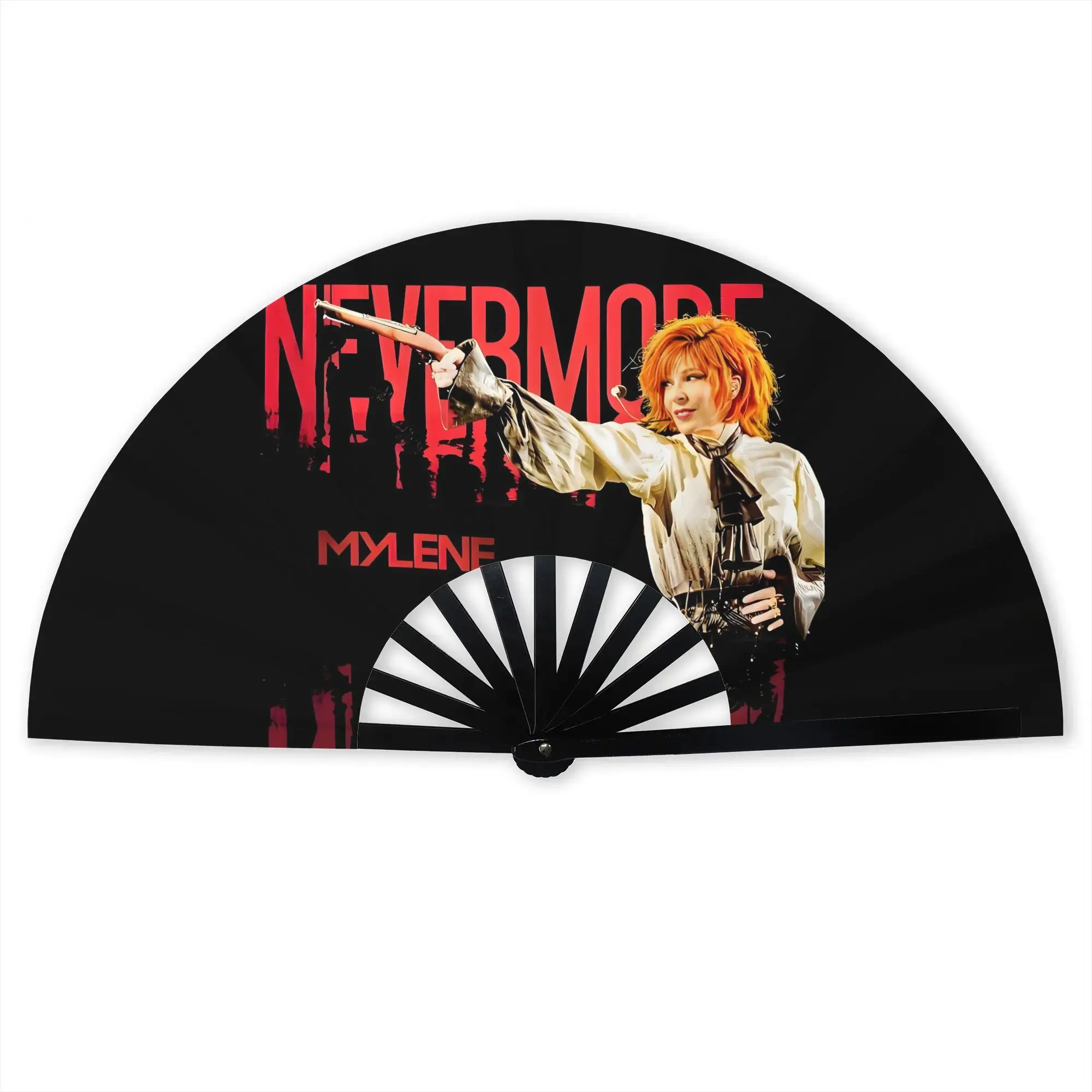 French singer Folding Hand Fan Famous Mylene Farmer Polyester Fabric Fan Funny Summer Accessory Decorative Fans