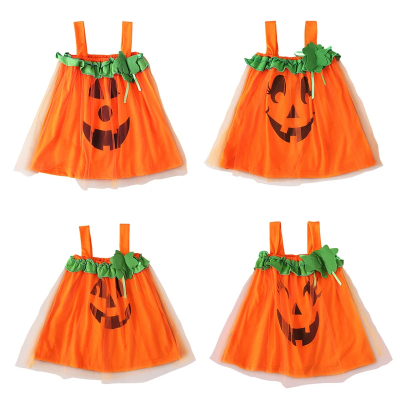 

2024 Halloween Pumpkin Costume for Kids Baby Girls Cosplay Vampire Fancy Dress Children Carnival Party Cape Dress With Headband