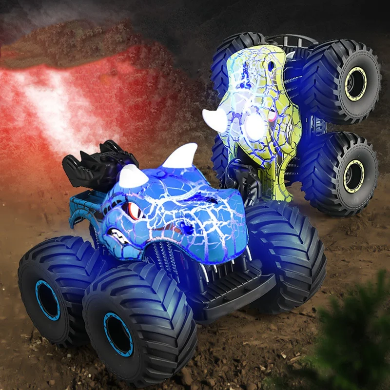 Remote Control Dinosaur Car Toys For Kid Boys, 2.4Ghz RC Truck With Light, Sound, Terrain Rechargeable RC Car