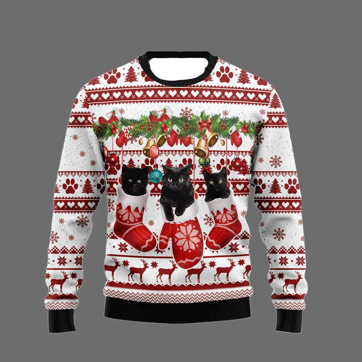 2026 Women Cute Cat Graphic Sweatshirts Harajuku Fashion Ugly Christmas Sweater Funny Unisex Long Sleeve Pullovers Sweatshirt