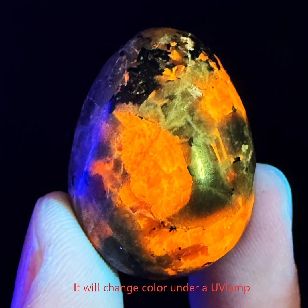 1 ud./3 uds./5 uds. Piedra de cristal natural en forma de huevo, artesanías de piedra de cuarzo en forma de huevo de cuarzo Yooperlite, cristal en forma de huevo multicolor